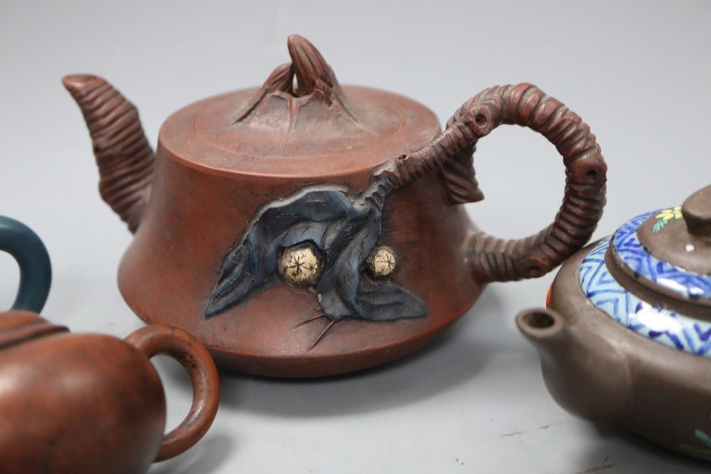 Five Chinese Yixing teapots